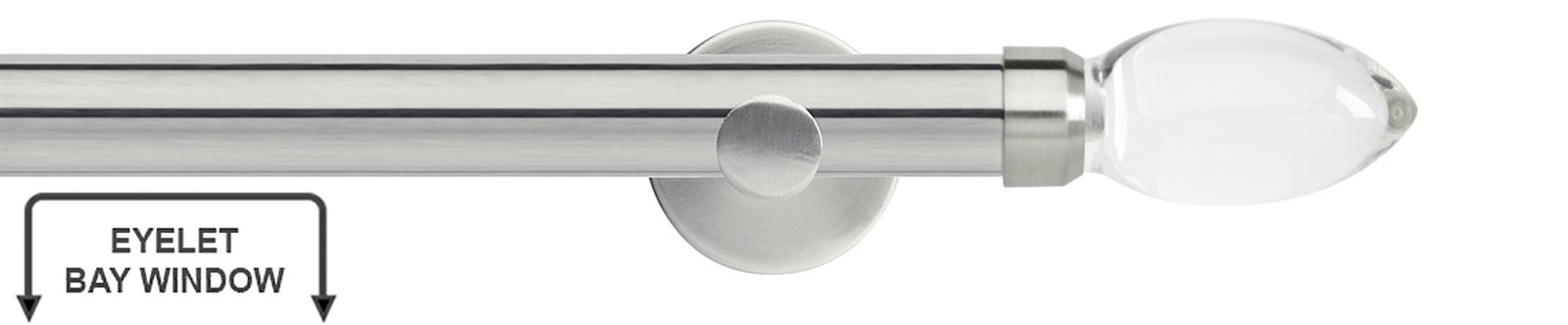 Neo Premium 28mm Eyelet Bay Window Pole Stainless Steel Clear Teardrop