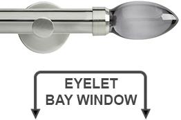 Neo Premium 28mm Eyelet Bay Window Pole Stainless Steel Smoke Grey Teardrop