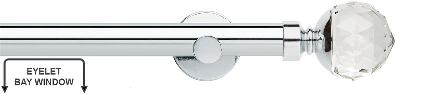 Neo Premium 28mm Eyelet Bay Window Pole Chrome Clear Faceted Ball
