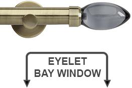 Neo Premium 28mm Eyelet Bay Window Pole Spun Brass Smoke Grey Teardrop