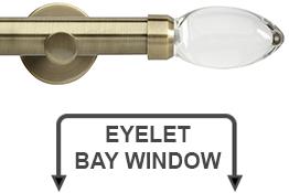 Neo Premium 28mm Eyelet Bay Window Pole Spun Brass Clear Teardrop