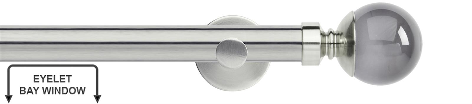 Neo Premium 28mm Eyelet Bay Window Pole Stainless Steel Smoke Grey Ball