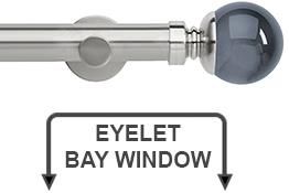 Neo Premium 35mm Eyelet Bay Window Pole Stainless Steel Grey Ball