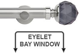 Neo Premium 35mm Eyelet Bay Window Pole Stainless Steel Grey Faceted Ball