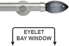 Neo Premium 35mm Eyelet Bay Window Pole Stainless Steel Grey Glass Teardrop