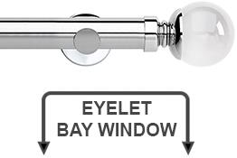 Neo Premium 35mm Eyelet Bay Window Pole Chrome Clear Glass Ball