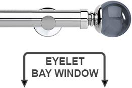 Neo Premium 35mm Eyelet Bay Window Pole Chrome Grey Glass Ball