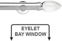 Neo Premium 35mm Eyelet Bay Window Pole Chrome Clear Glass Teardrop