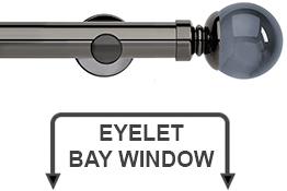 Neo Premium 35mm Eyelet Bay Window Pole Black Nickel Grey Glass Ball