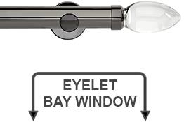 Neo Premium 35mm Eyelet Bay Window Pole Black Nickel Clear Glass Teardrop