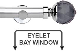 Neo Premium 35mm Eyelet Bay Window Pole Chrome Grey Faceted Ball