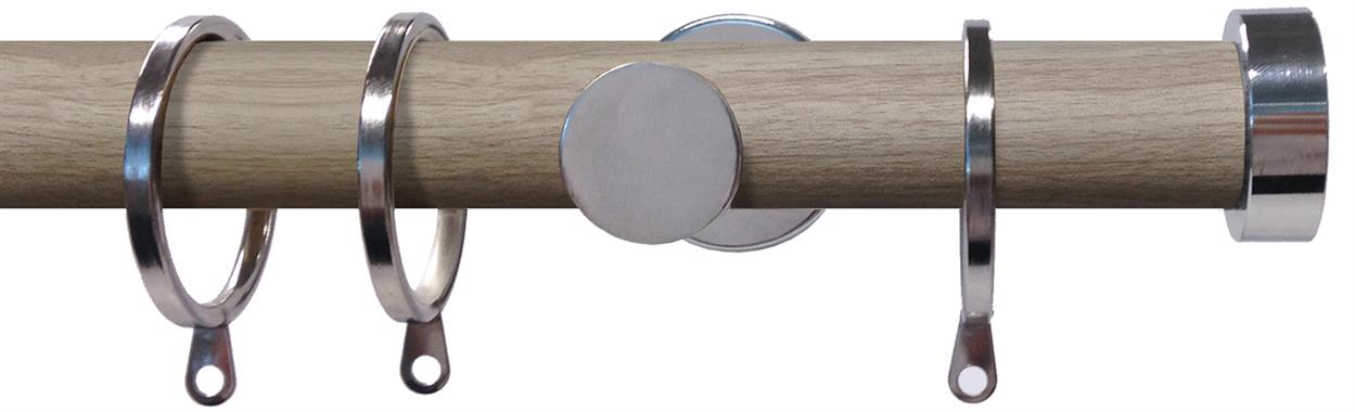 Swish Soho 28mm Metal Woodgrain Pole Chic Chrome