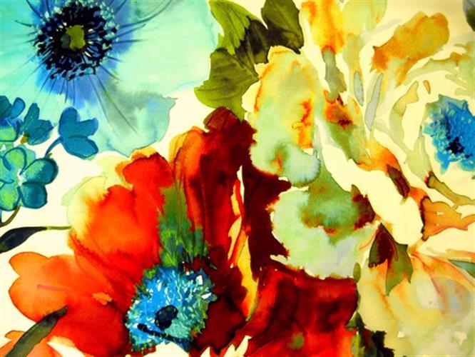 Prestigious Textiles Art & Soul Gardenia Poppy Fabric