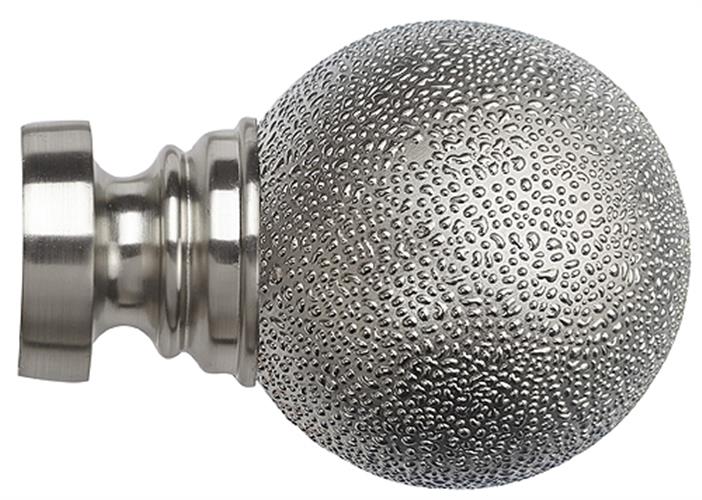 Speedy Poles Apart 35mm Pole Finials Satin Silver, Textured Ball