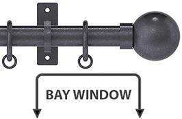 Arc 25mm Metal Bay Window Curtain Pole Gunmetal, Ball