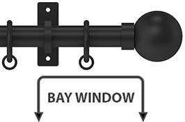 Arc 25mm Metal Bay Window Curtain Pole Soft Black, Ball