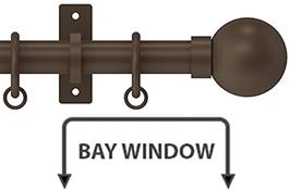 Arc 25mm Metal Bay Window Curtain Pole Mocha, Ball