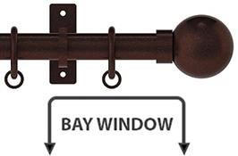 Arc 25mm Metal Bay Window Curtain Pole, Bronze, Ball