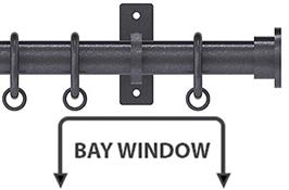 Arc 25mm Metal Bay Window Curtain Pole Gunmetal, Disc