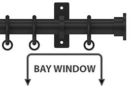 Arc 25mm Metal Bay Window Curtain Pole Soft Black, Disc