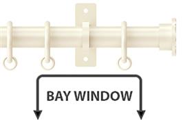 Arc 25mm Metal Bay Window Curtain Pole Linen, Hammered Disc