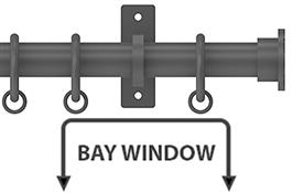 Arc 25mm Metal Bay Window Curtain Pole Lead, Hammered Disc