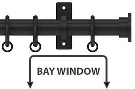 Arc 25mm Metal Bay Window Curtain Pole Soft Black, Hammered Disc