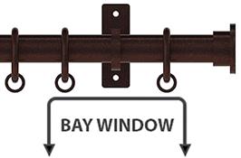 Arc 25mm Metal Bay Window Curtain Pole Bronze, Hammered Disc
