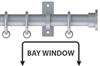Arc 25mm Metal Bay Window Curtain Pole, Soft Silver, Hammered Disc