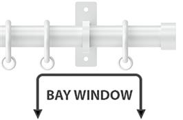Arc 25mm Metal Bay Window Curtain Pole China White, Stud
