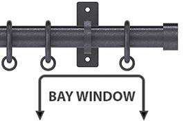 Arc 25mm Metal Bay Window Curtain Pole Gunmetal, Stud