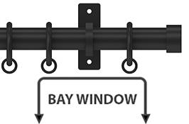 Arc 25mm Metal Bay Window Curtain Pole Soft Black, Stud
