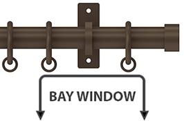 Arc 25mm Metal Bay Window Curtain Pole Mocha, Stud