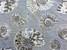 Voyage Natural History Volume 1 Fossilium Velvet Charcoal Fabric