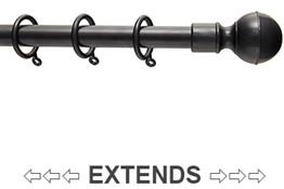 Kestrel Tops 16mm-19mm Extendable Curtain Pole, Black Ball