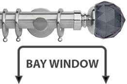 Neo Premium 35mm Bay Window Pole Stainless Steel Smoke Grey Faceted Ball