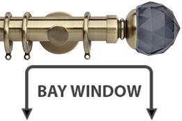 Neo Premium 35mm Bay Window Pole Spun Brass Smoke Grey Faceted Ball