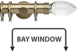 Neo Premium 35mm Bay Window Pole Spun Brass Clear Teardrop