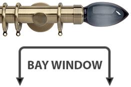 Neo Premium 35mm Bay Window Pole Spun Brass Smoke Grey Teardrop
