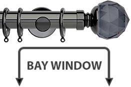 Neo Premium 35mm Bay Window Pole Black Nickel Smoke Grey Faceted Ball