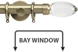 Neo Premium 28mm Bay Window Pole Spun Brass Clear Teardrop