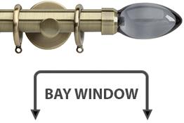 Neo Premium 28mm Bay Window Pole Spun Brass Smoked Grey Teardrop