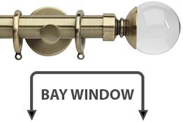 Neo Premium 28mm Bay Window Pole Spun Brass Clear Ball