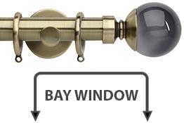 Neo Premium 28mm Bay Window Pole Spun Brass Smoke Grey Ball