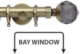 Neo Premium 28mm Bay Window Pole Spun Brass Smoke Grey Faceted Ball