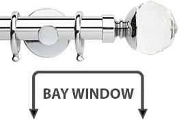 Neo Premium 28mm Bay Window Pole Chrome Clear Faceted Ball