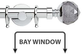 Neo Premium 28mm Bay Window Pole Chrome Smoke Grey Faceted Ball