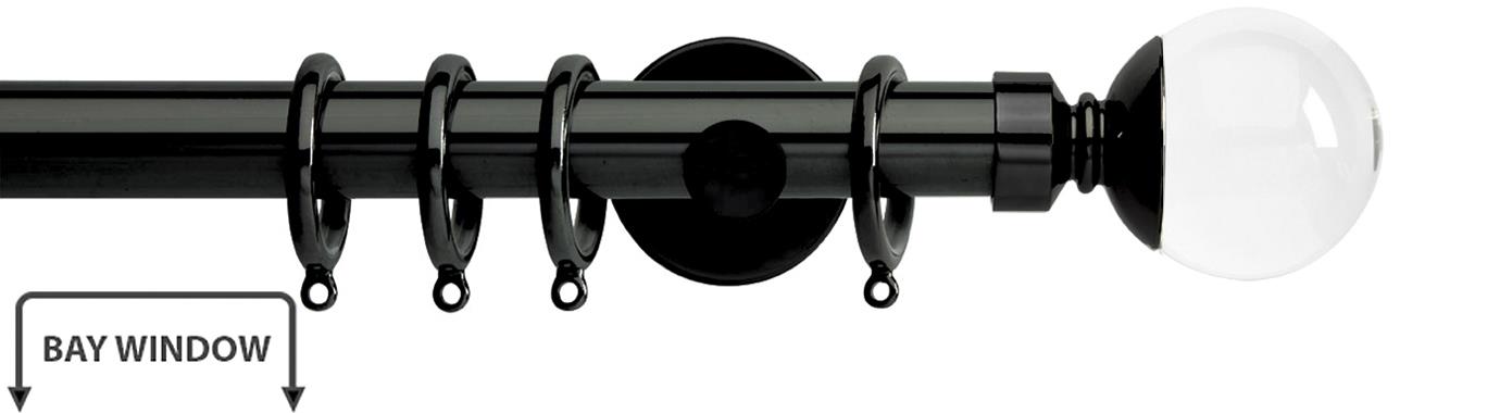 Neo Premium 28mm Bay Window Pole Black Nickel Clear Ball
