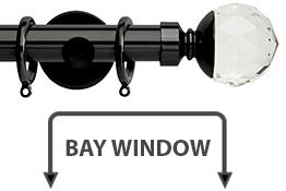 Neo Premium 28mm Bay Window Pole Black Nickel Clear Faceted Ball