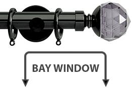 Neo Premium 28mm Bay Window Pole Black Nickel Smoke Grey Faceted Ball